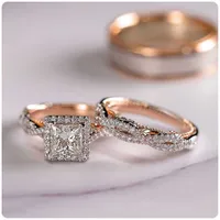 Charm Couple Rings Men Stainless Steel Rings Rhinestones Zircon Women Wedding Band Rings Set Valentine Day Jewelry