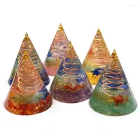 Decorative Figurines Orgonite Pyramid Spiritual Healing Energy Orgone Natural Crystal Rock Rose Quartz Lapis Lazuli Gem Stones Reiki 7