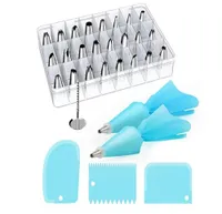 Cake Decorating Supplies Tools Kit Stainless Steel Baking Icing Tip Silicone Pastry Bag Icing Smoothers Flower Nails Reusable Coup7921952