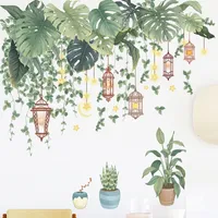 Wall Stickers Heatboywade Ramadan Decoration Removable Green Leaves Bonsai PVC Decals Self-adhesive Sticker for Home Decor 221103