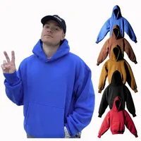 Designer Kanyes den perfekta hoodie wests Klein Blue Pullover Hoodys L￥ng￤rmad m￤n huva jumper yzys high street mode mens och kvinnors fasta f￤rg toppar