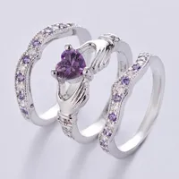 Wedding Rings 2022 3pcs trendy hart pijl cz voor vrouwen elegante houd liefde kubieke zirkonia ring vrouwelijke sieradenliefhebbers cadeau