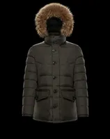 &#039;Cluny&#039; Monclair Thick mens down jacket with fur collar and hood Classic mid-length men jackets Size 1--5