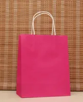 Whole 40PCSLOT Multifunction rose pink paper bag with handles21x15x8cm Festival gift bag good Quality shopping kraft5325028