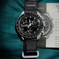 바이오 세라믹 플래닛 문 Mens Watch 전체 기능 크로노 그래프 디자이너 시계 수은에 대한 미션 42mm 나일론 시계 석영 시계 remogio masculino