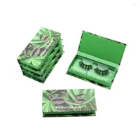 False 속눈썹 녹색 잎 포장 상자 인쇄 로고 도매 천연 3D 밍크 속눈썹 속눈썹 맞춤형 레이쉬 박스 포장