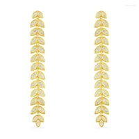 Boucles d'oreilles en peluche baoyocn mode de haute qualité 925 argent sterling jaune or couleur zircon pavée pierres de palmier feuille de palmier pour les femmes