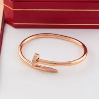 Classic bangles Gold Silver Nail Bracelet Titanium Steel Cuff bangle nlay Diamond Bracelets Womens Mens Love Jewelry Gift With Box