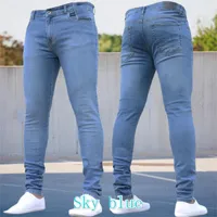 Mens Pants Pure Color Stretch Jeans Casual Slim Fit Work Trousers Male Vintage Wash Plus Size Pencil Pants Skinny Jeans for Men
