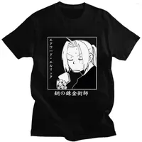 Męskie koszulki pełnometal alchemik Japończyk harajuku manga letni druk bawełniany pary shrot-rękawe luźne koszulka sportowa