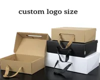 Hediye Sargısı 50pcslot Whiteblack Kraft Paper Box Çocuk Ayakkabı Taşınabilir Kılıf Kadın Erkekler 4 Boyut Özel Logo6648498