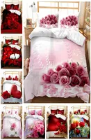 Flower Rose 2021 Valentines Day 3D Print Comforter Bedding Set Heart Love Queen Twin Single Size Duvet Cover Set Pillowcase Luxury4449014