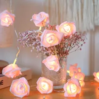 Juldekorationer 1.5/3M LED Garland Artificial Flower Bouquet String Lights Foam Rose Fairy For Valentine's Day Wedding Decoration