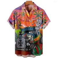 Casual shirts voor heren heren camisas de verano para Hombres Hawaiiaanse mode rock schedel print oversized tops strand mannelijke kleding blouses