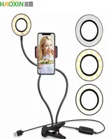 Haoxin PO Studio Selfie LED Ring Light مع حامل الهاتف المحمول للهاتف المحمول لـ YouTube Live Stream Makeup Camera مصباح لـ iPhone Andr456269