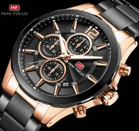 MINIFOCUS Rose Gold Quartz Watch Waterproof Chronograph Clock Stainless Steel Strap Fashion Dress Mens Watches Top Brand Luxury9942450