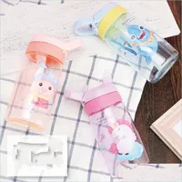 Water Bottles Cartoon Cup Plastic St Lock Catch Water Bottle Male And Female Students Outdoors Motion Tumbler Portable Lovely Drop D Dhmlv