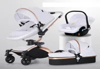 Детская коляска 3 в 1 роскошная коляска для новорожденной кожаная кожаная троллейбусная машина 360 вращающаяся детская коляска17972179