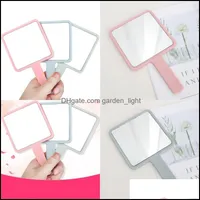 Mirrors Plastic Square Handle Mirrors Make Up Hand Holdable Glass Mti Color Mirror Home Makeup Decoration Fashion 4Ch G2 Drop Delive Dh3Ic