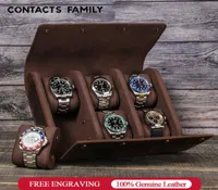 Cas de boîtes de montre Geniune en cuir boîtier Affichage Affichage pour 6 ES Storage Organizer Hommes Es Roll Souching Boîte de bijoux J220822932264
