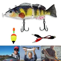 Baits Lures Robotic Fishing Lure Electric Wobbler For Pike Electronic Multi Jointed Bait 4 Segments Auto Swimming Swimbait USB LED Light 221111