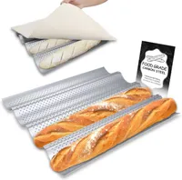 Bakning Mögel Walfos Carbon Steel 4 Groove 2 Wave French Bread Tray för baguette bakform Pan 221014
