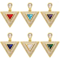 Подвесные ожерелья Juya Handicraft 18k настоящий золото, покрытый циркония, драгоценные камни треугольник для Diy роскошные женщины свадебный ужин.