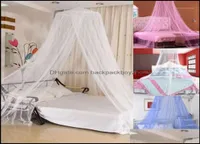 제한 100 흰색 블루 라운드 레이스 커튼 돔 침대 침대 캐노피 그물 공주 모기 net1 드롭 배달 2021 Net Bedding Supplies HOM1250736