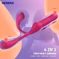 Vibrator Heseks 4 in 1 Dildo Vibrator Swing Telescopic G Spot Vagina Massager Clitoris Double Vibrators Sex Toys for Womans