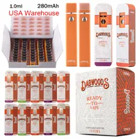 USA Warehouse dabwoods 10 cepas vazias canetas de vape e cigarros e cigarros e cigarros recarregáveis ​​de 1,0 ml de dispositivo de 280mAh kits de bateria