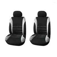 Car Seat Covers 2X Front Airbag Ready Sport Bucket Cover 2-Piece Set Automobiles (Black Grey)