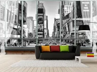 Fondos de pantalla PO Stereoscópico personalizado para paredes 3d Black White Wallpaper City New York Street View Murales de pared para dormitorio 6287404