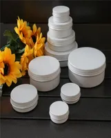 Storage Bottles Jars 10152030506080100150g White Empty Round Aluminum Box Metal Tin Cosmetic Cream DIY Refillable Jar Te2034587