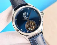 Classic Blue Constellation Wristwatch Men Mechanical Flywheel Automatic Watch Multi-function 12 Zodiac Signs Watches Male Leather Clock 43mm
