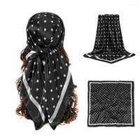 ￉charbes 90 cm mode Fresh Polka Dot carr￩ ￩charpe femmes Satin Silk Silk Ch￢le multifonctionnel Bande ￠ cheveux Gift Hair