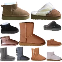 2022 Snow Boots For Womens Luxury Classic Australie Australia Brown Furry booties Navy Pink Black Fashion Designer booties Bottes Ankle Bow Autumn Winter Shoes