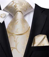 Neckband Hi-Tie 8,5 cm Herrband Bie Beige White Floral 100% Silk Handky Cufflinks Set Nathtie For Men Luxury Wedding High Quality 221111