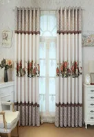 Chinese Style Blackout Curtain Linen for Living Room Greek Key Natural Scenery and Red Peonies EcoFrinedly Curtain Decoration3103255