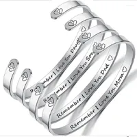 Bangle Support Custom Phase Titanium Steel Family Bracelet Engrave Warm Letter REMEMBER I LOVE YOU MOM Dad Daugther Son Jewelry