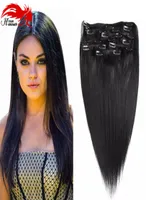Hannah Clip in Human Hair Extensions 200g Cabeza completa Virgen Brasil Clima de cabello en extensiones Centro de cabello humano en extensiones9431545