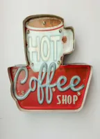 Segni a LED di caffè Vintage Cafe Shop decorativo decorativo decorativo per la casa in metallo per la parete Placca di caffè retrò 355x5x295cm3415482