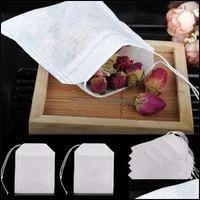 Coffee Tea Tools Empty Teabags 100Pcs Lot Tea Bags String Filter Nonwoven Teabag 6 X 8Cm For Coffee 11 V2 Drop Delivery Home Garde Dh9J8