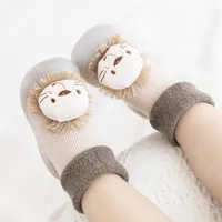 First Walkers Baby Sock Scarpe per gli stili di animale di cotone spessi invernali carini pavimenti antislip primi walkers 03 anni regali di Natale 221113