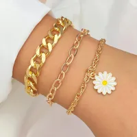 Link Bracelets EN 2022 Bangeli della catena in metallo set femmina Fashion Flower for Women Gold Color Earked Engagement