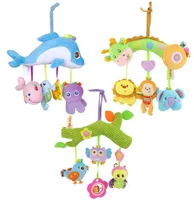 Plush Cartoon Animal Crib Mobile Baby Rattles with Teether Bed Hanging Newborns Toy for Stroller Infant Kids Educational Toys T2001108499