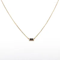 سلاسل Natural Crystal Necklace Female 925 Sterling Silver Chain مجموعة قلادة للنساء المستطيلات الأسود عقيق المجوهرات الحساسة
