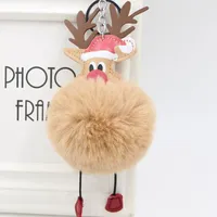 Peluş Noel Baba Saç Top Anahtarlık Kolyesi Noel Elk Saçının Top Çanta Ren Geyiği Hediye Araba Keyasyon Küpe Aksesuarları
