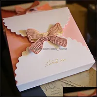 Gift Wrap Western Style Fold Jewelry Boxes White Card Gift Case Butterfly Bowknot Organizer Gilt Pastry Candy Present Packing Fashio Dhacf