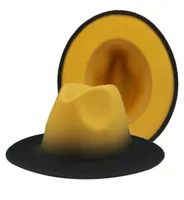 여성 모자 Fedora Gradient Color Patchwork 남자 모자 펠트 검은 색 레드 스트리트 캐주얼 여성 New Fedora Hat Sombreros de mujer204o7750711
