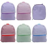 Bolsas escolares de moda mochilas de almacenamiento al aire libre Estudiante estudiante Seersucker mochila mochila bolsa de almuerzo de mochila colores sólidos de alto top6113041